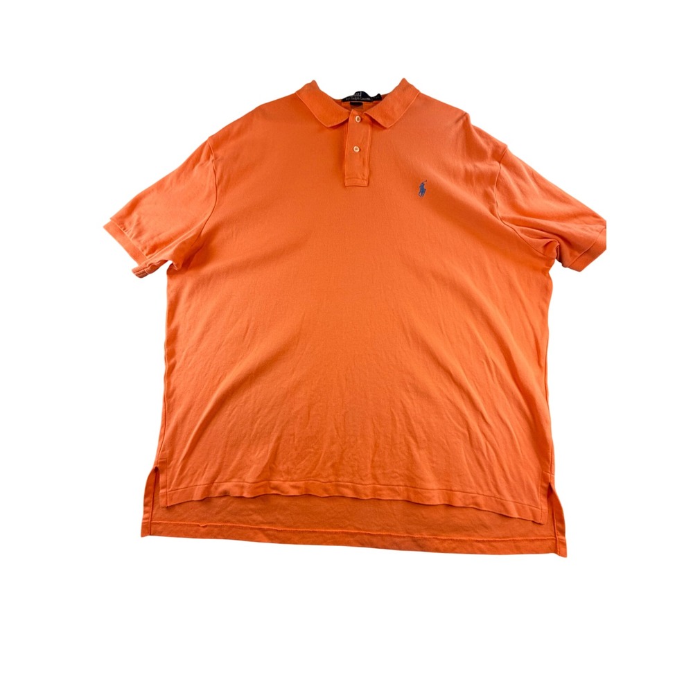 Polo Ralph Lauren Mens XXL Orange Short Sleeve Pique Pony Logo Polo Shirt
